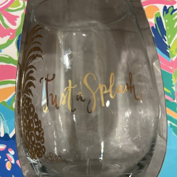 Lilly Pulitzer 16 ounce Gold Pineapple Stemless Glasses NIB! - Picture 6 of 6